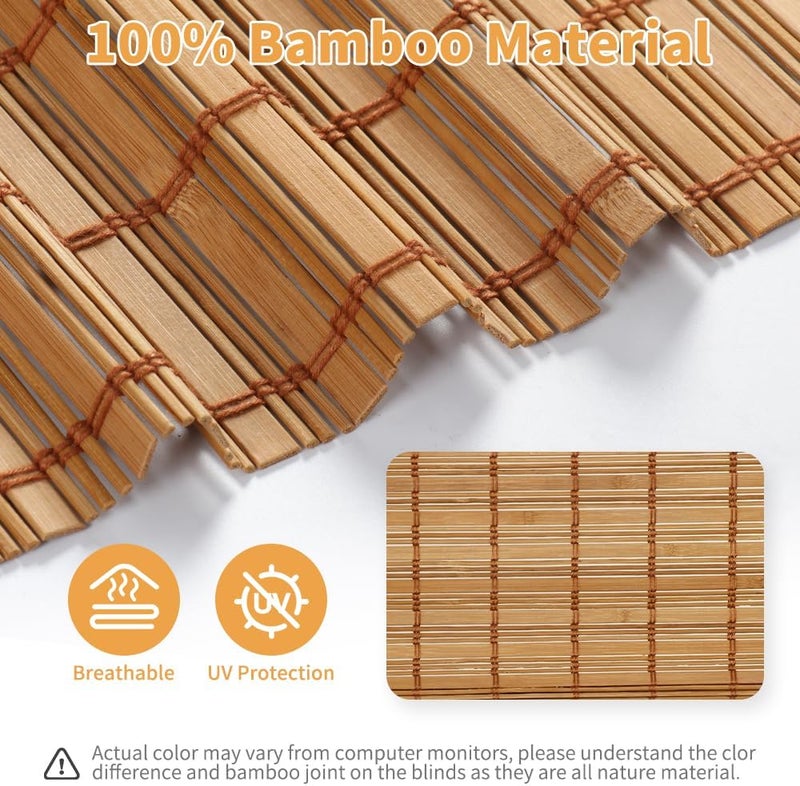 SMONTER Bamboo Roman Shades for Windows-Cordless Wooden Woven Blinds Light Filtering Bamboo Roll up Shades UV Protection and Easy Set up for Door and Countryhouse, 36" W x 64" H, Deer - Image 4
